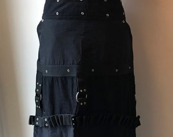 Incredible Macgirl Floor Length Bondage Skirt w/ Metal O-rings Industrial Goth Club Kid Punk Rave 90s Y2k Vtg