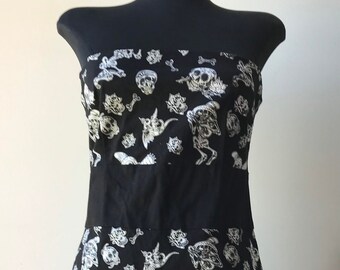 VTG Too Fast Day of the Dead Muertos Sugar Skulls & Skeletons Dress Rockabilly Punk