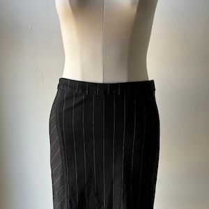 Gorgeous Vintage Y2K Tripp NYC Black Pinstriped Pencil Skirt With Lace-Up Corset Back Mall Goth Emo Hot Topic Gothic Club Wear