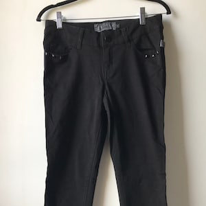 Vintage Y2K Tripp NYC Women’s Black Slim Fit Pants Studded Bolt Pockets Mall Goth Hot Topic Emo