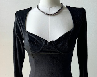Super fofo raro vintage 90's Lust NYC verde escuro vestido de skatista de veludo esmagado com espartilho nas costas e mangas de sino gótico emo grunge lolita