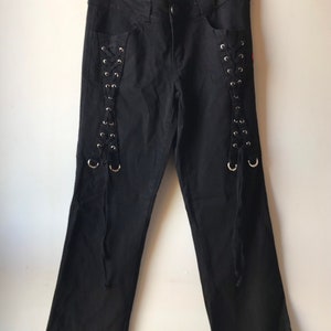 Vintage Tripp NYC Y2K Women’s Black Lace Up Bondage Pants Hot Topic Goth Punk Rock Star