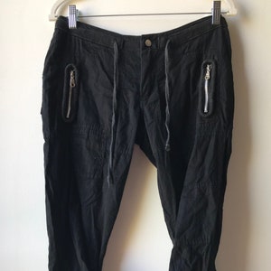 Vintage Y2K Women’s Black Stretch Denim Pants Capris Mall Goth Emo Punk