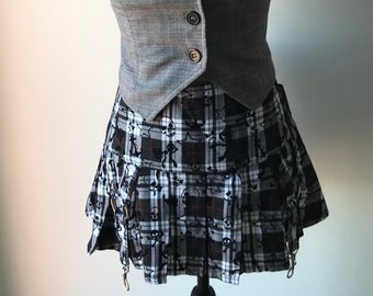 Vintage Ghosts & Angels Plaid Bondage Miniskirt Mall Goth Punk Rockstar Lolita Hot Topic
