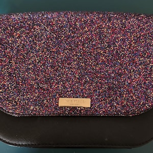 Amazing Kate Spade Laurel Way Purple/Black Crossbody Glitter Handbag Purse Designer Fashion