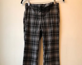 vintage Pantalon à carreaux tartan noir et blanc pour femme Punk Rocker Mall Goth Grunge Y2k