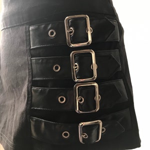 Vintage Lip Service Y2K Black Bondage Miniskirt With Buckles & Pocket Mall Goth Tripp Lolita Cyber Punk Rock