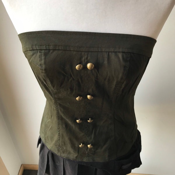 Vintage Army Green Military Strapless Top Hot Topic Punk Rock Goth