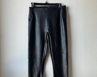 Leggings/pantalons en similicuir noirs Spanx