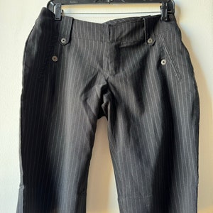 Y2K Vintage Black Pinstriped Capris Culottes Clamdiggers Emo Mall Goth Hot Topic image 1