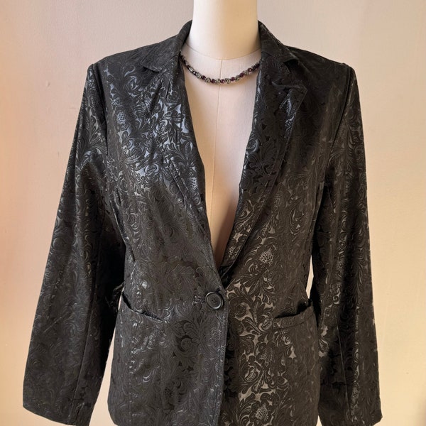 Great Y2K m Dollhouse Women’s “Snakeskin” Floral Textured Blazer Jacket Business Goth