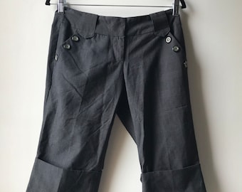 Vintage Cinza Capris Gótico Emo Punk