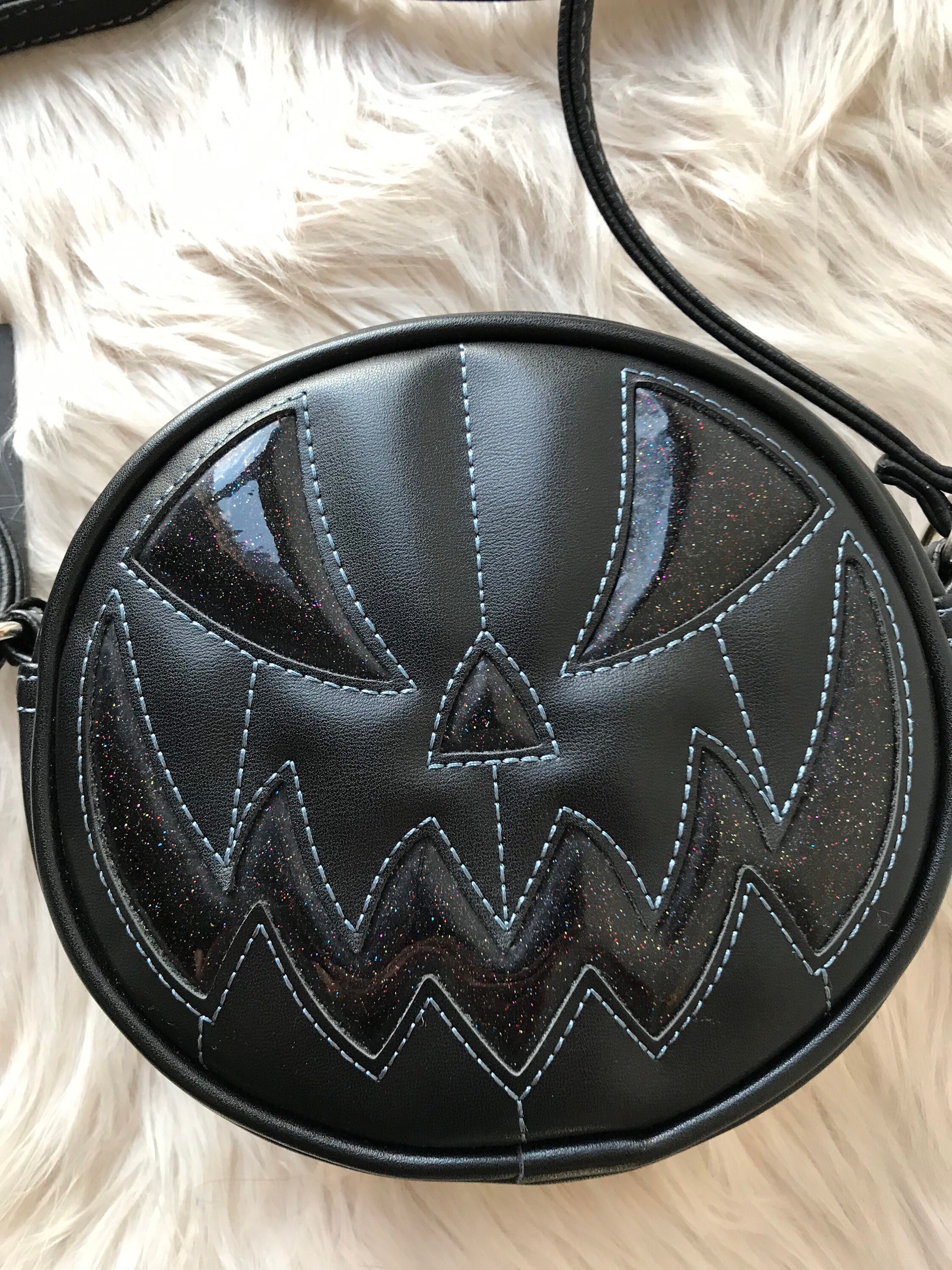 Love Pain and Stitches Pumpkin Kult Mini Crossbody Bag Purse Black Matte on Rainbow Glitter Witch Glitter Halloween Goth Punk Etsy