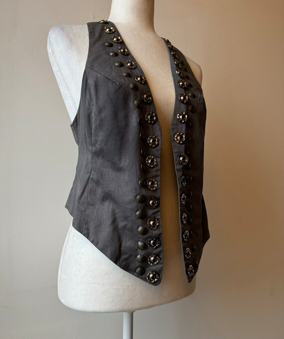 Vintage Women’s Gray Vest Goth Victorian Steampunk - image 3