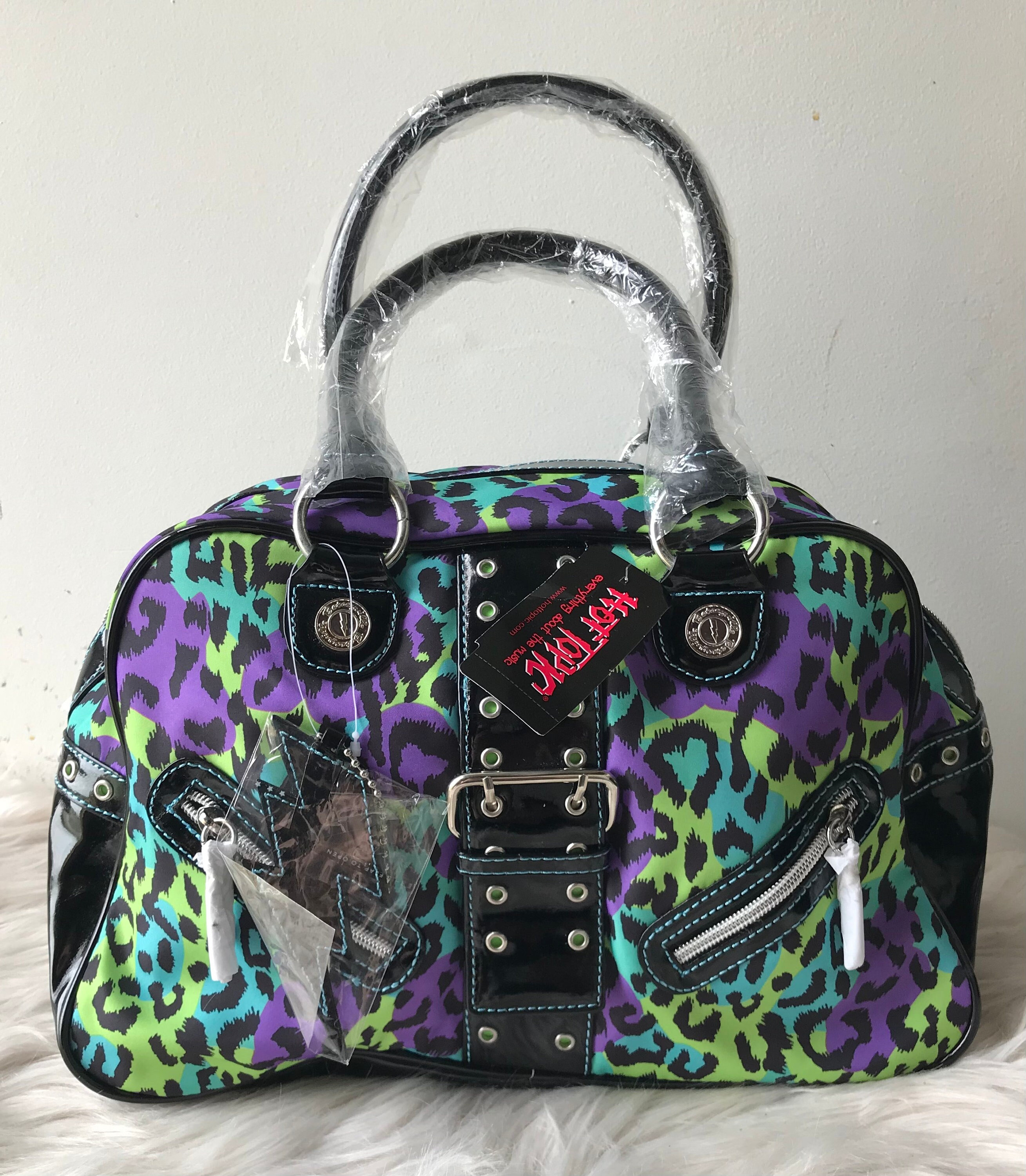 Betsey Johnson Betseyville Multi Color Green Purple Leopard Print