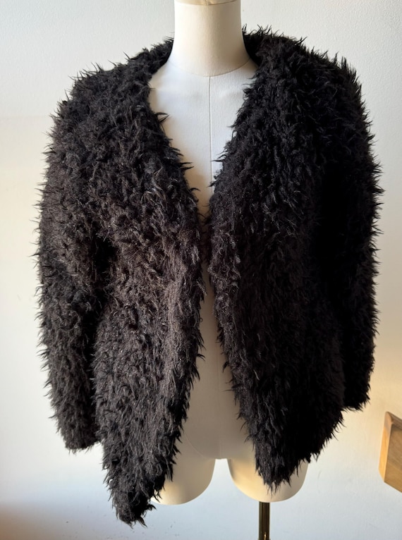 Womens Black Shaggy Monster Fur Jacket Raver Goth Emo Lolita Pinup Etsy Canada
