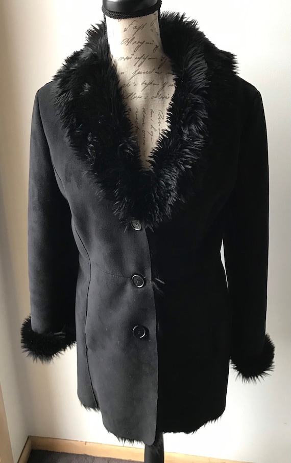 VTG Gorgeous Black Suede Faux Fur Lined and Fur Co