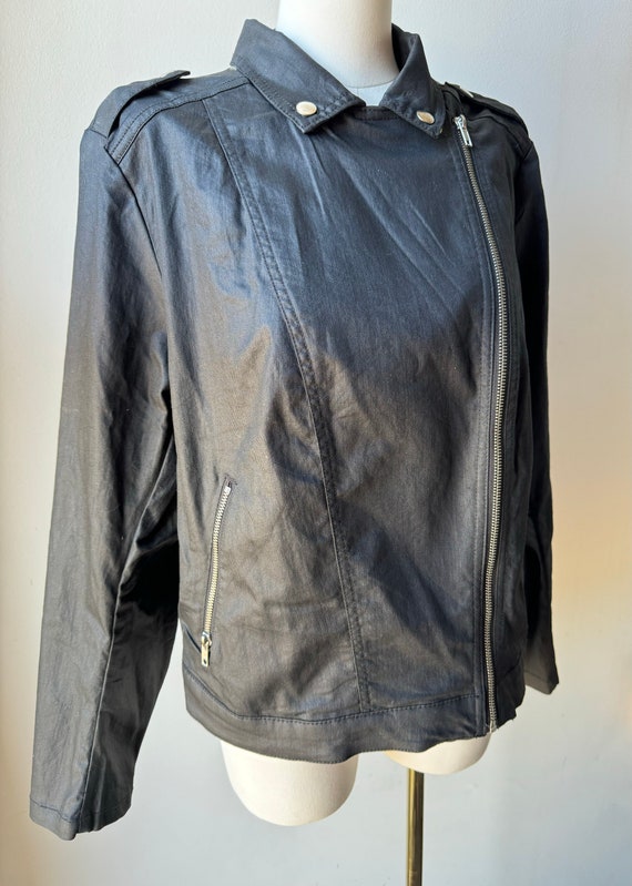 H M Black Moto Jacket With Offset Zipper NWT Goth Biker