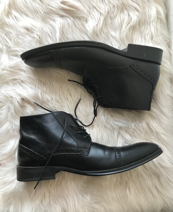 Aldo Mens Black Leather Ankle Boots