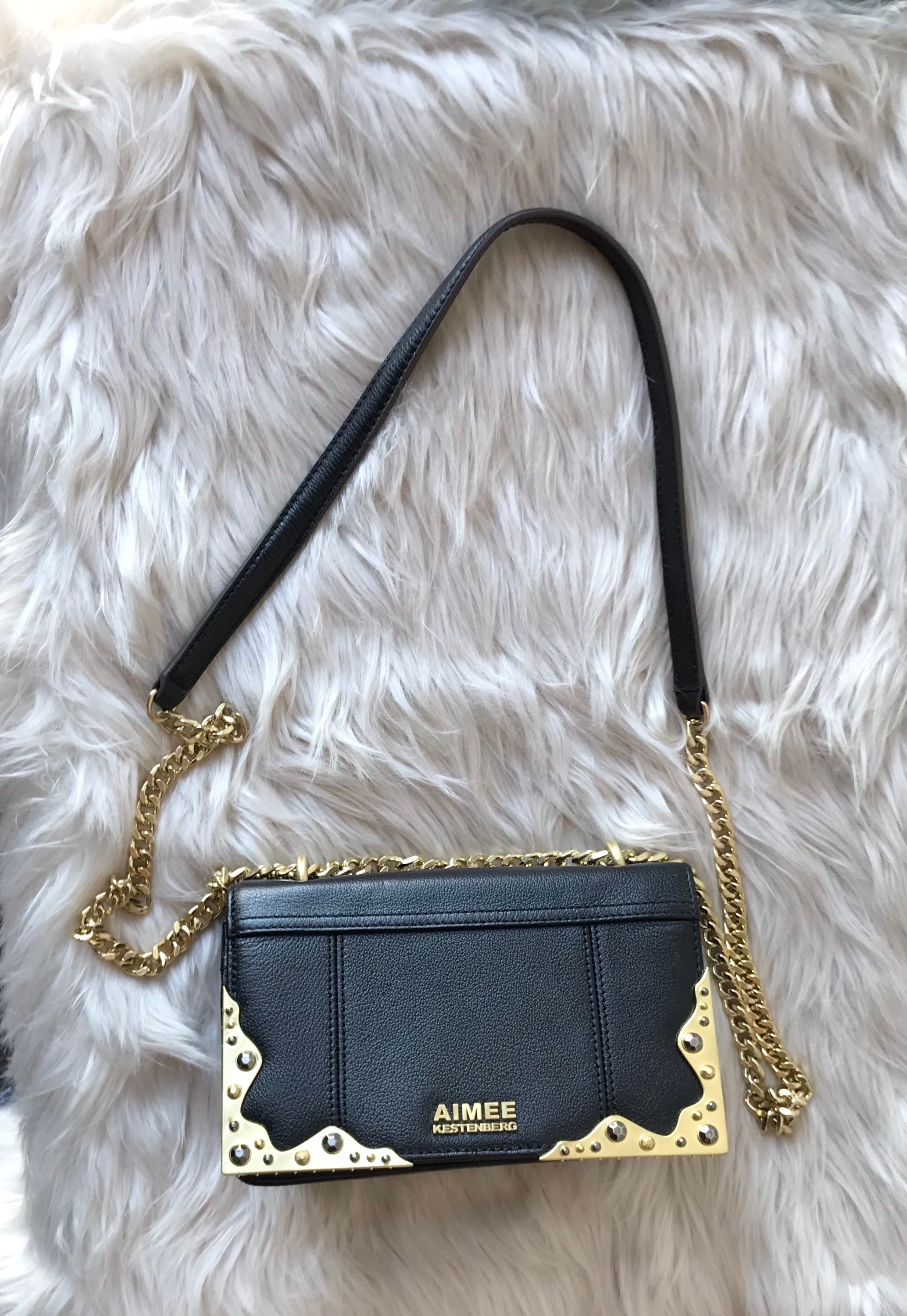 Aimee Kestenberg Black Velvet Bag with Gold Zipper Pull Aimee Kestenberg Black Crossbody Box Purse With Metallic  main image 4