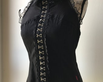 Y2K Vintage Tripp NYC Hot Topic Black Corset Top With Hook
