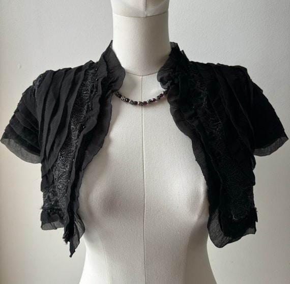 Ornate Silk Lace Black Bolero Shrug Mall Goth Vic… - image 1
