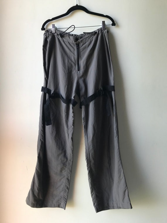 パンツ 00s y2k grunge bondage flare cargo pants Womens Gothic Punk Cargo Pants High Waist Flare Pants Wide