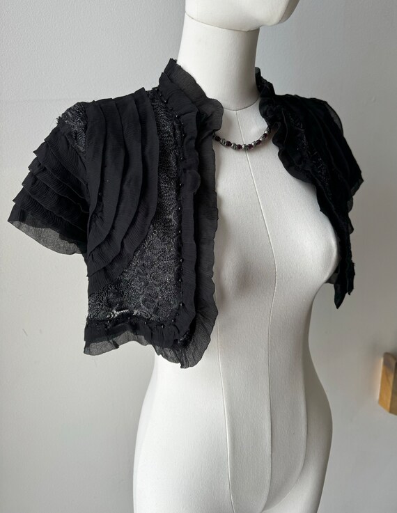 Ornate Silk Lace Black Bolero Shrug Mall Goth Vic… - image 3