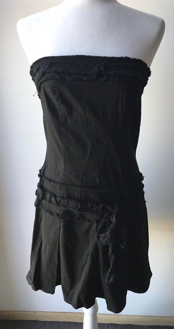 Vintage Morbid Threads Black Strapless Dress Goth 