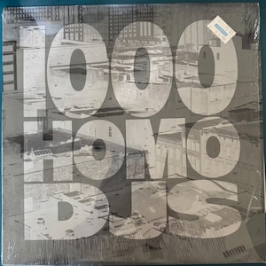May include: A vinyl record album featuring the text "1000 Homo DJs" in large white letters, set against a grayscale image of city rooftops. The album is sealed in plastic.