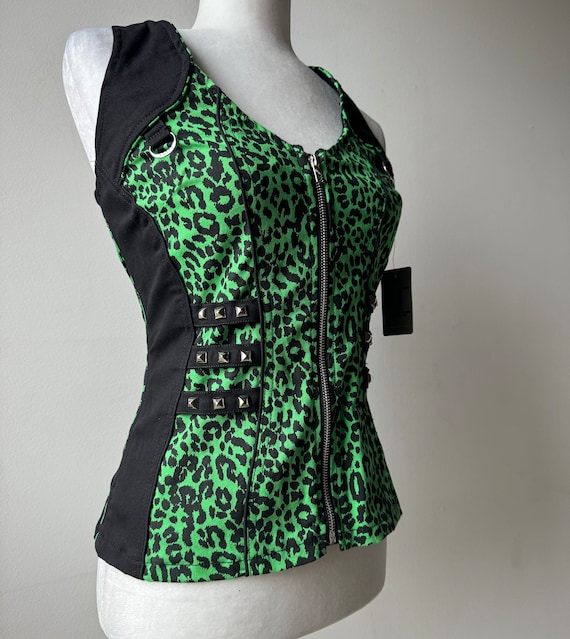 Y2K Vintage Tripp NYC Green Leopard Print Halter … - image 3