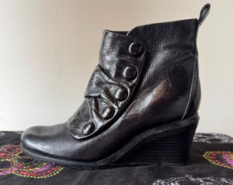 Miz Mooz Black Leather Ankle Booties Goth Gothic Witch Fairy