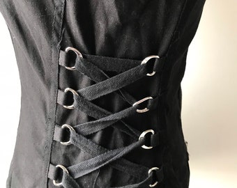 Vintage Y2K Tripp NYC Black Corset Lace-up Sides Pleated