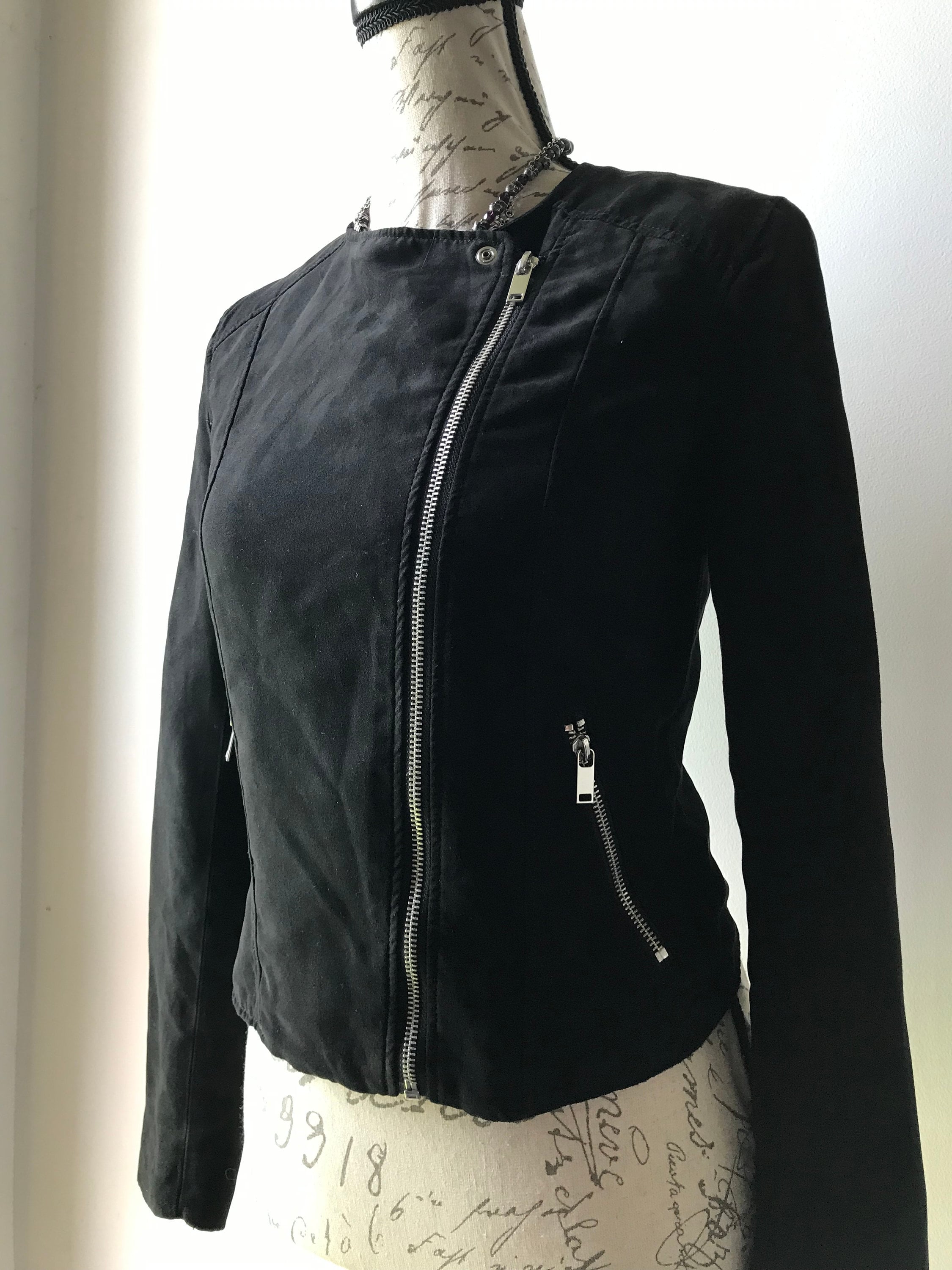 Womens Black Faux Suede Moto Jacket With Zippers Mall Goth Emo Hot Topic Etsy UK