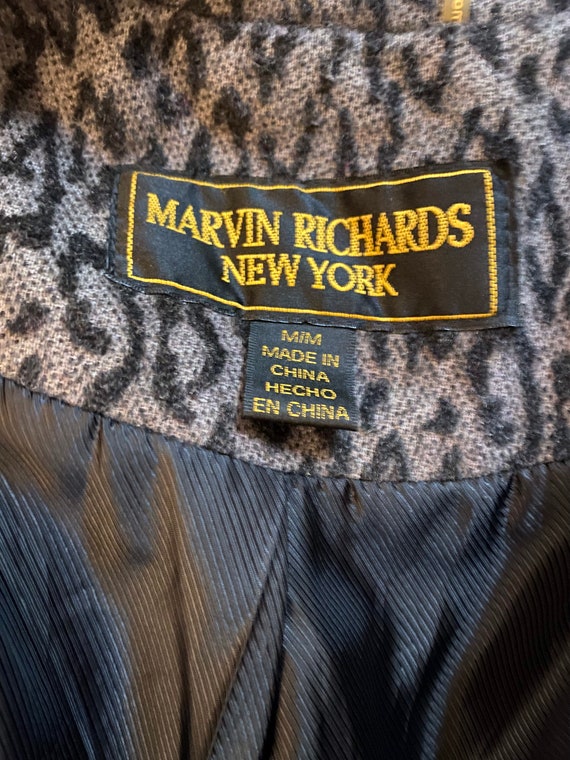 Vintage Marvin Richards NY Women's Grey Animal Print Coat Vintage Marvin Richards NY Women's Grey Animal Print Coat