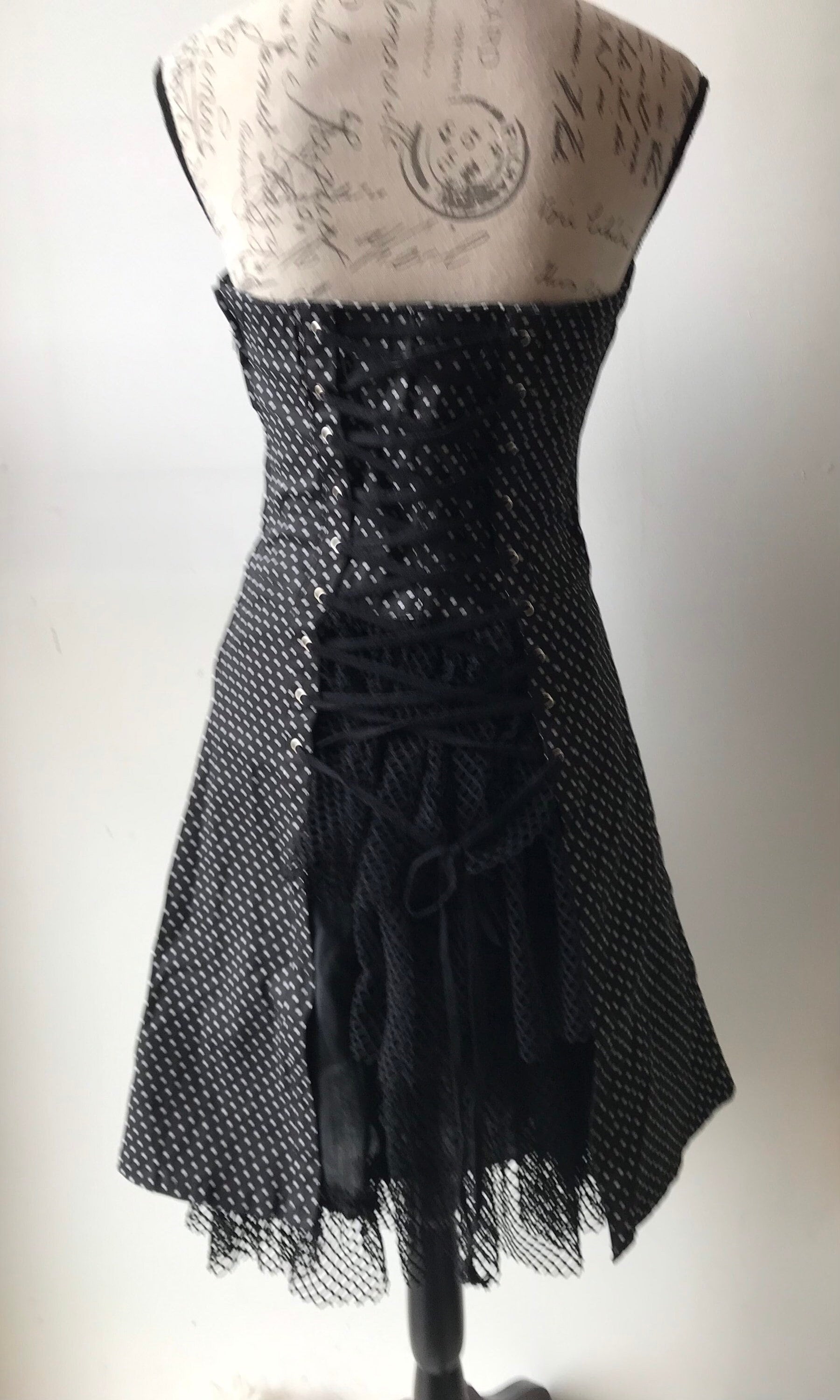 Vintage Y2K Tripp NYC Polka Dot Corset Fishnet Back Strapless Dress Unique  Goth Pinup Rockabilly Prom Retro Psychobilly - Etsy