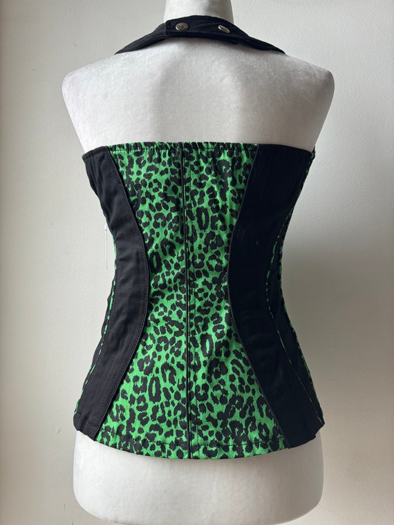 Y2K Vintage Tripp NYC Green Leopard Print Halter … - image 6