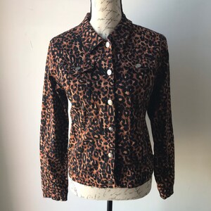 Tripp NYC Punks Not Dead Cheetah Leopard Print Denim Button Front Jacket Mall Goth Rockabilly Pinup VTG Y2k