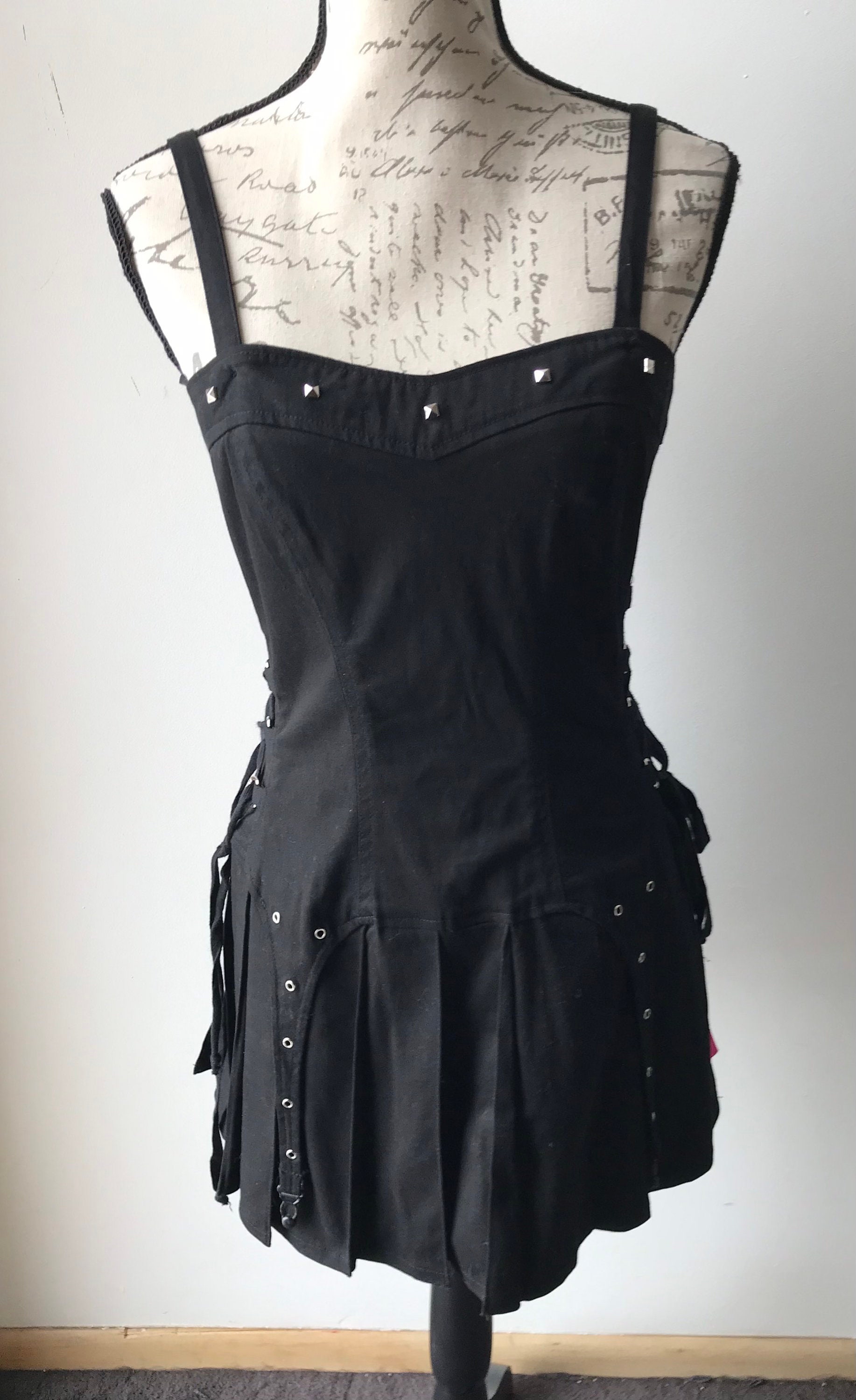 Vintage Y2K Tripp NYC Black Corset Lace-up Sides Pleated Bondage Dress Mall  Goth Lolita Rockstar - Etsy