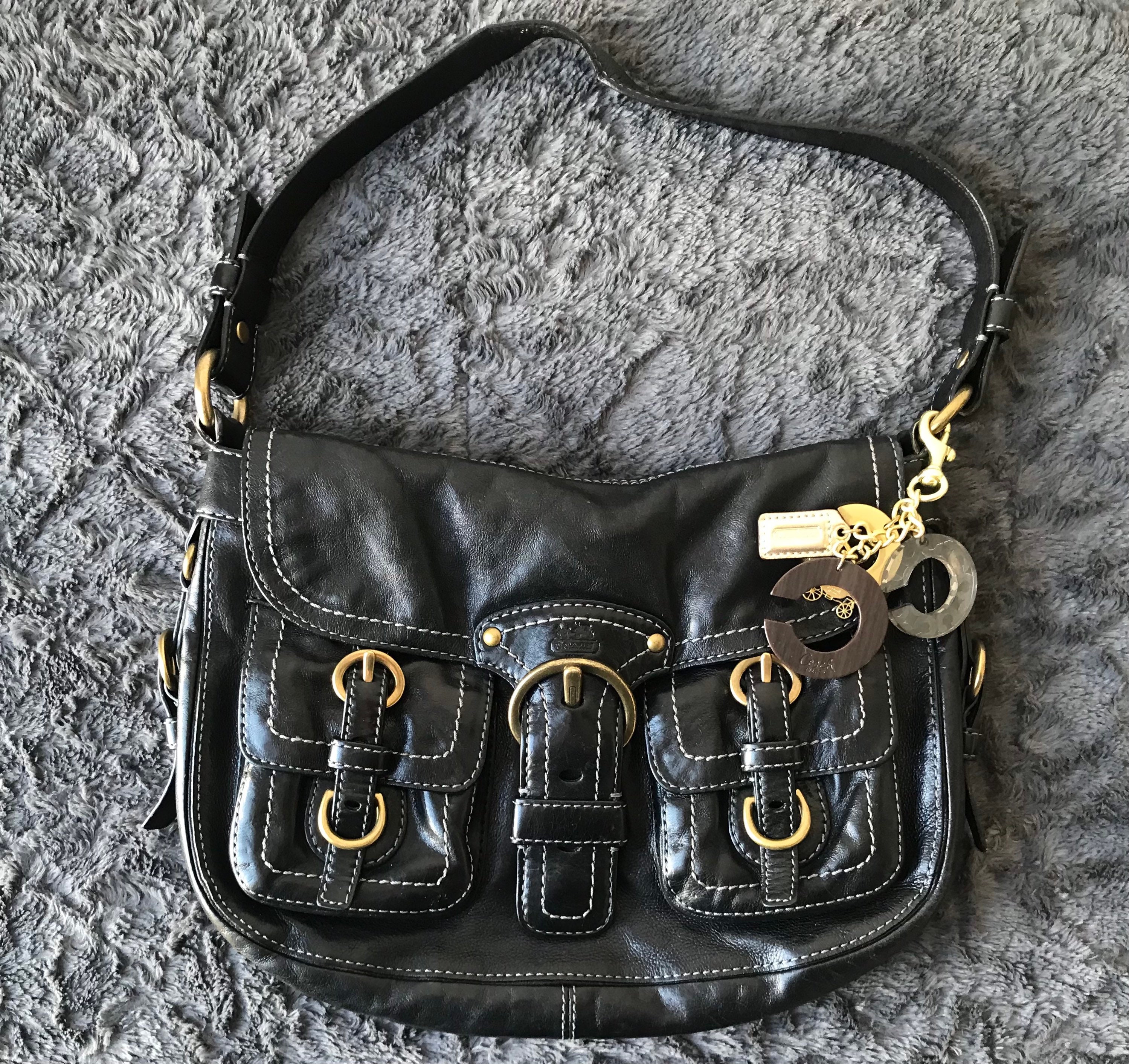 Coach Garcia Legacy Black Leather Shoulder/handbag Brass Hobo Bag