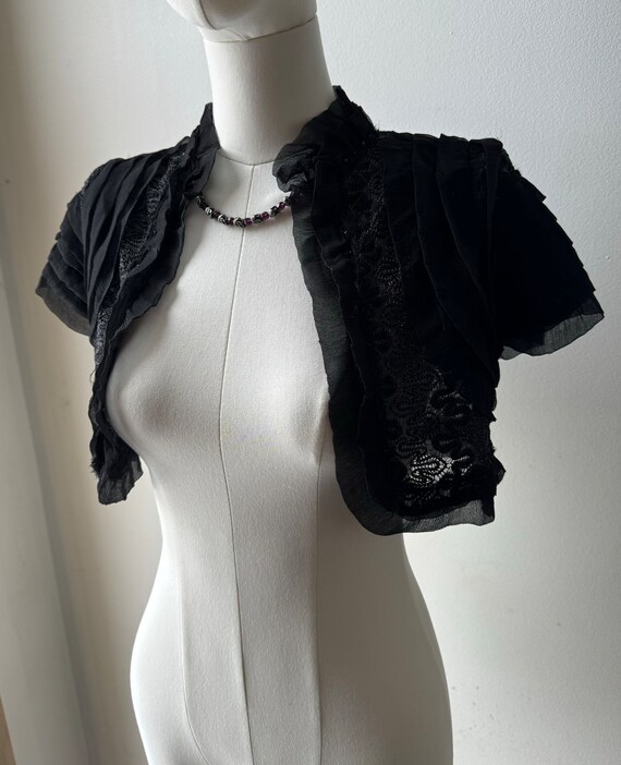 Ornate Silk Lace Black Bolero Shrug Mall Goth Vic… - image 2