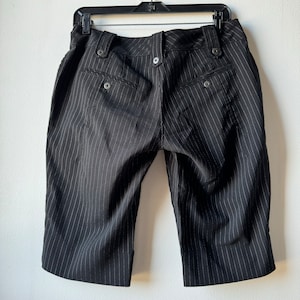Y2K Vintage Black Pinstriped Capris Culottes Clamdiggers Emo Mall Goth Hot Topic image 3