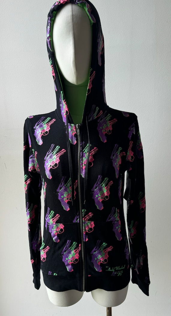 Vintage Hot Topic Andy Warhol Revolvers Zip-up Hoodie Pop Art Goth