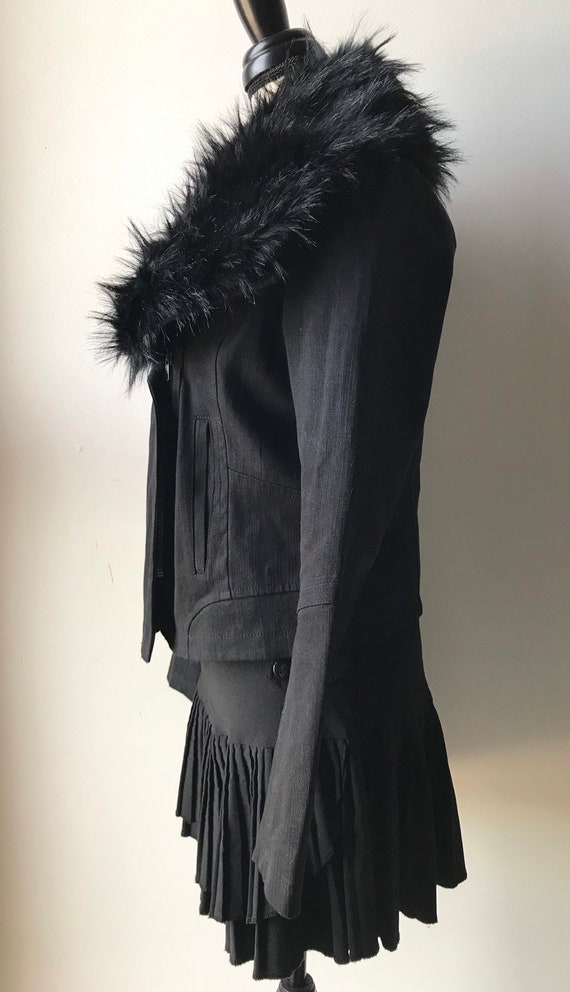 Amazing Black Faux Fur Collar Lined Women’s Moto … - image 5
