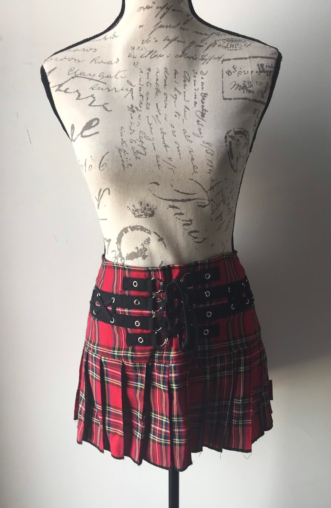 Vintage Tripp NYC Plaid Tartan Corset Front Pleated