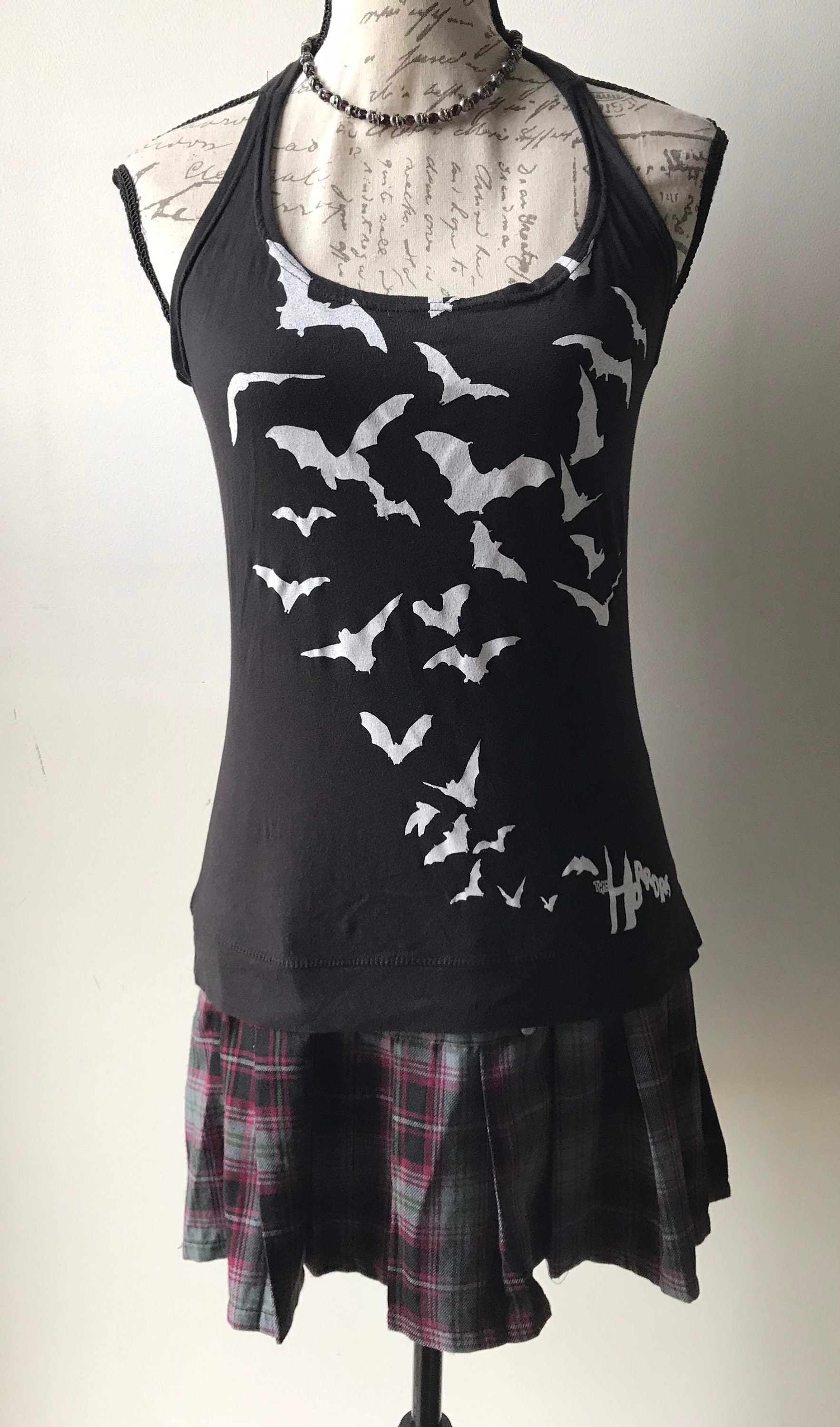 VTG Y2k Handmade The Horrors Band Babydoll Tank Top Goth Emo Hot Topic Punk Rock T-Shirt