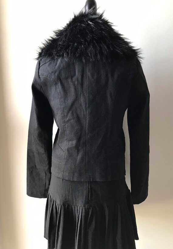 Amazing Black Faux Fur Collar Lined Women’s Moto … - image 4