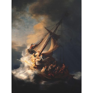 Rembrandt - The Storm on the Sea of Galilee (1633) - Faith in the Storm Canvas Wall Art - Christian Home Decor