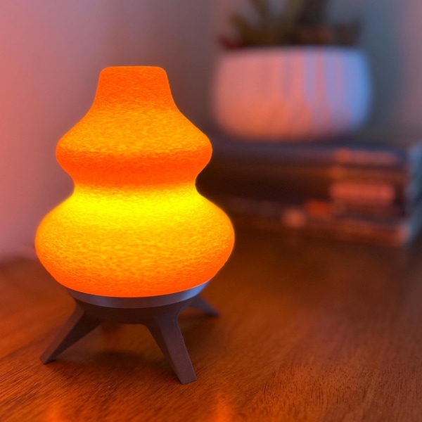 Mini Mid-Century Modern Mood Lamp: Fun-Sized Atomic Orange Beehive Desk Light