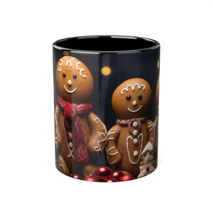 Gingerbread Man Accent Mug, Christmas Coffee Cup, Holiday Hot Cocoa Mug, Festive Tea Mug, Cute Kitchen Decor, Gift for Bakers